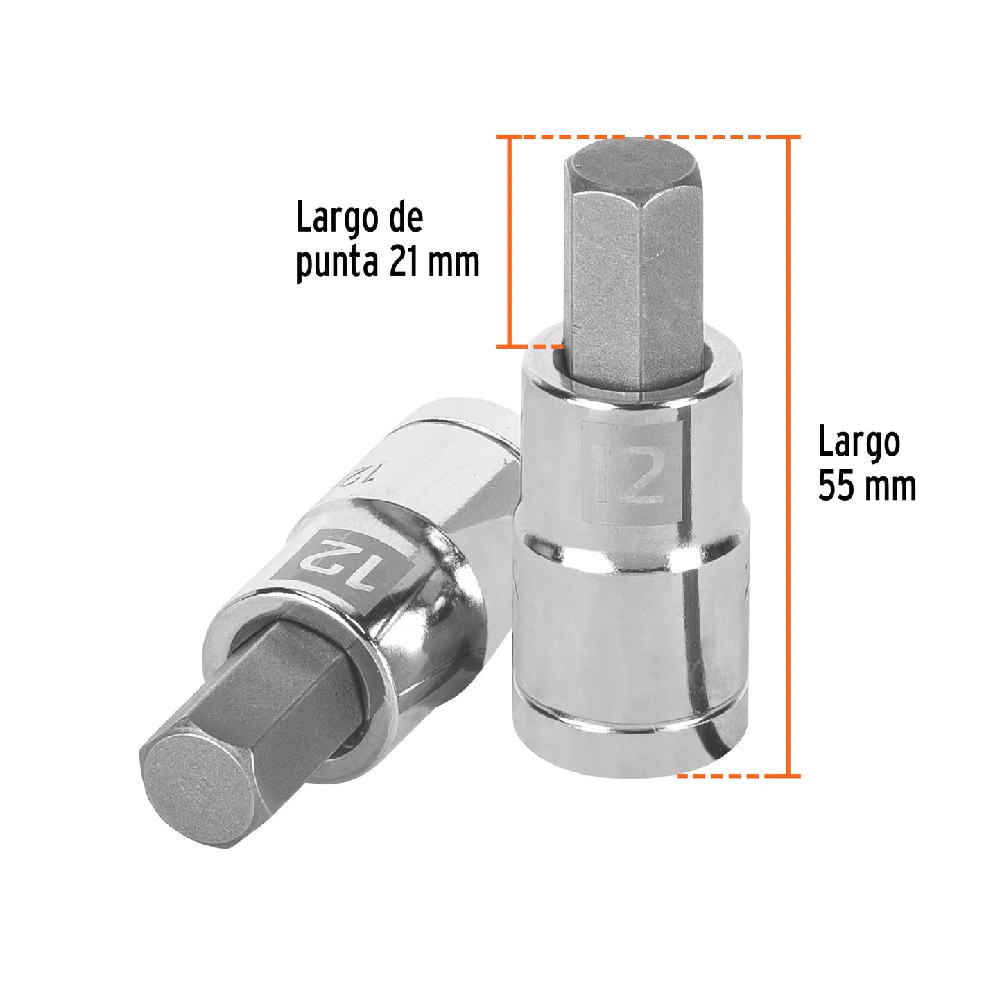 Dado punta hexagonal 12 mm cuadro 1/2pulg