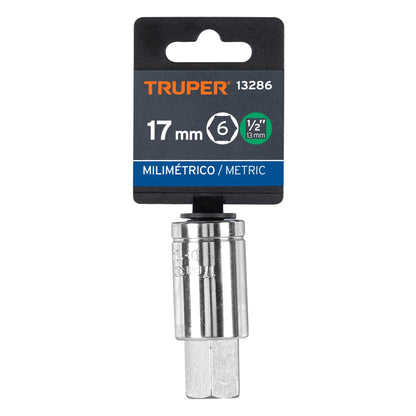 Dado punta hexagonal 17 mm cuadro 1/2pulg