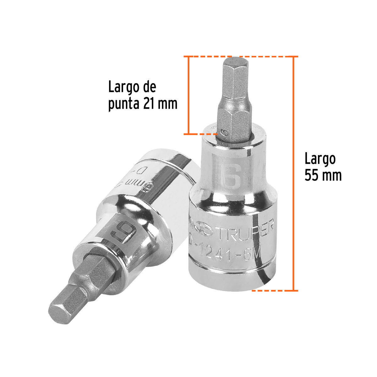 Dado punta hexagonal 6 mm cuadro 1/2pulg