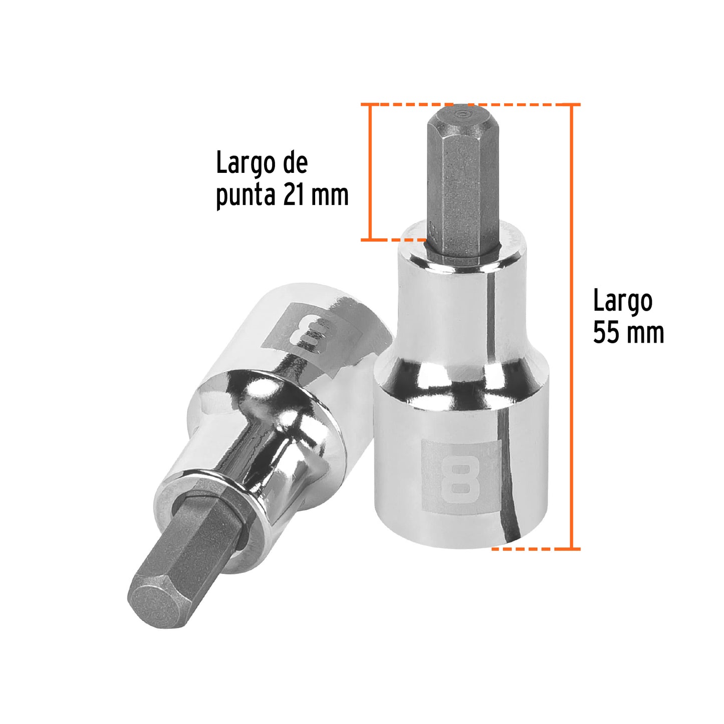 Dado punta hexagonal 8 mm cuadro 1/2pulg