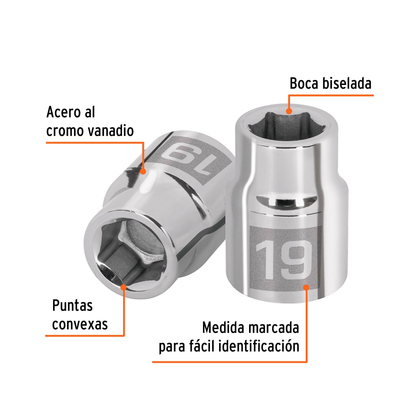 Dado 19 mm 6p cuadro 3/4pulg