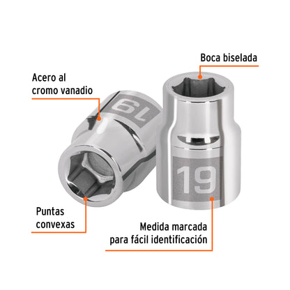 Dado 19 mm 6p cuadro 3/4pulg