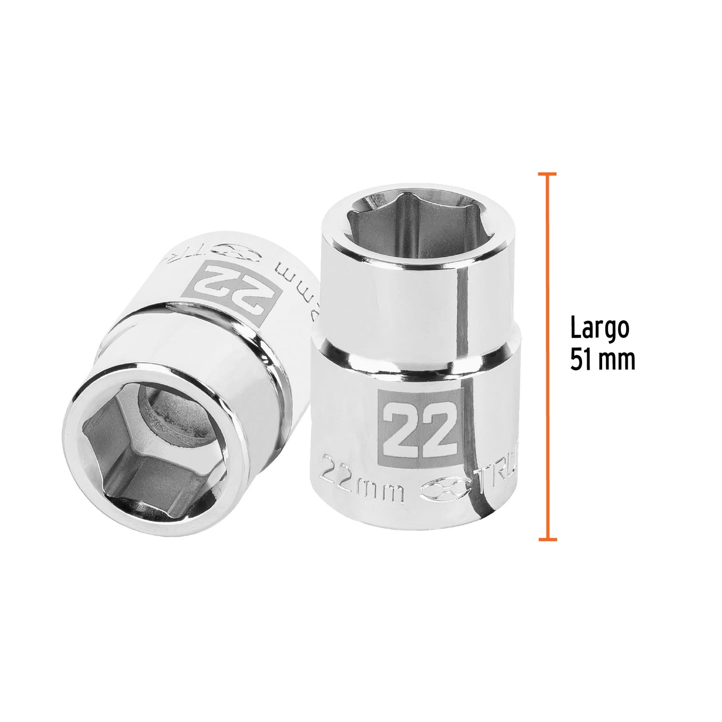 Dado 22 mm 6p cuadro 3/4pulg