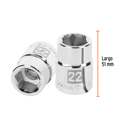 Dado 22 mm 6p cuadro 3/4pulg