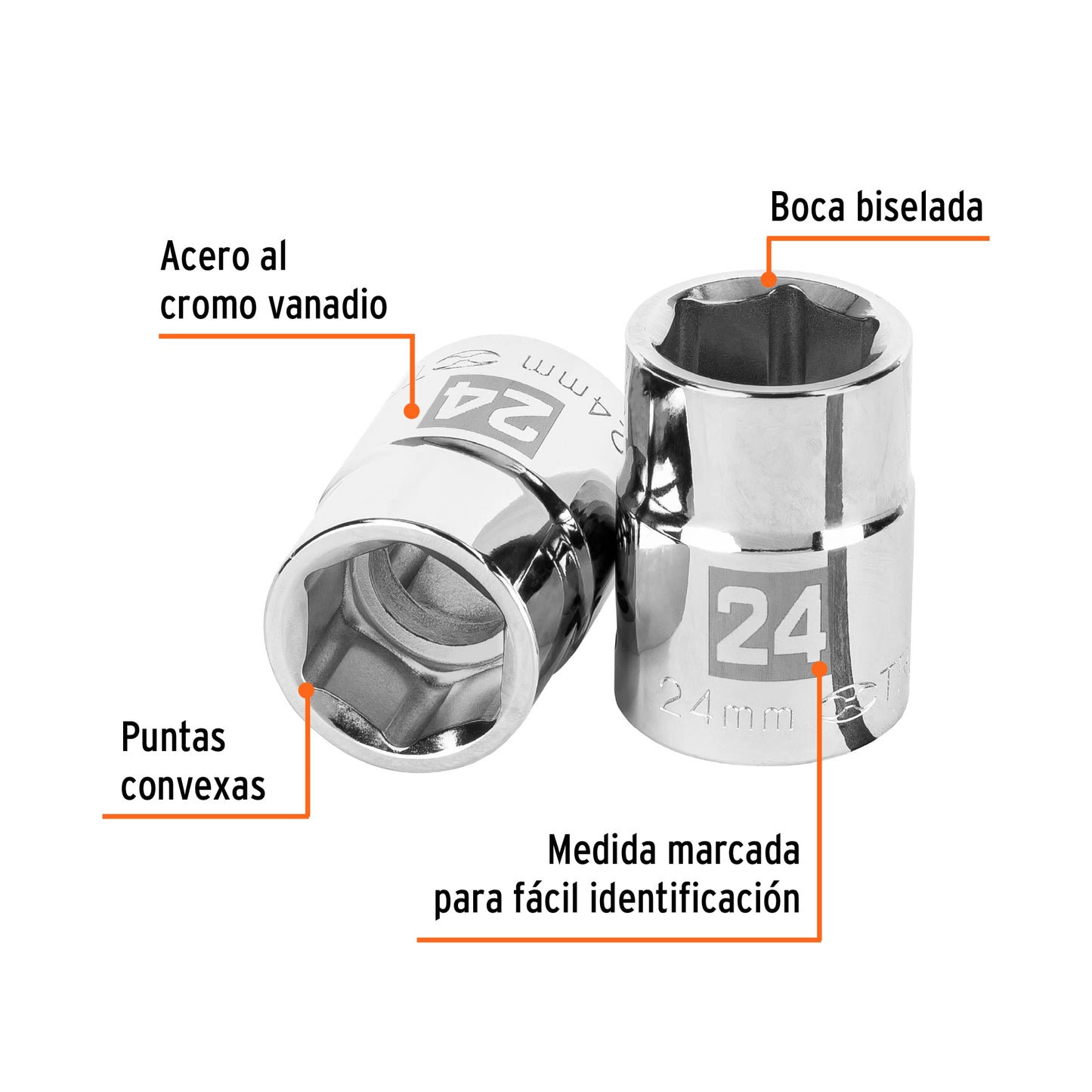 Dado 24 mm 6p cuadro 3/4pulg