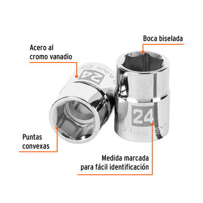 Dado 24 mm 6p cuadro 3/4pulg