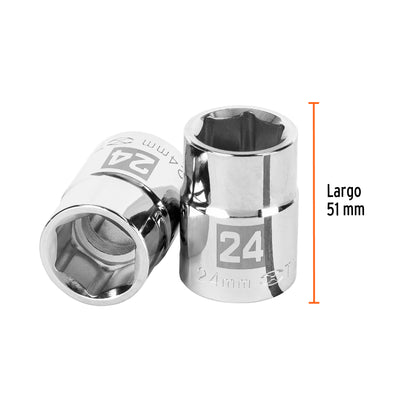 Dado 24 mm 6p cuadro 3/4pulg