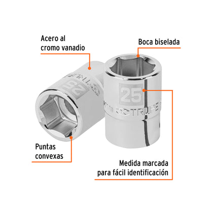 Dado 25 mm 6p cuadro 3/4pulg