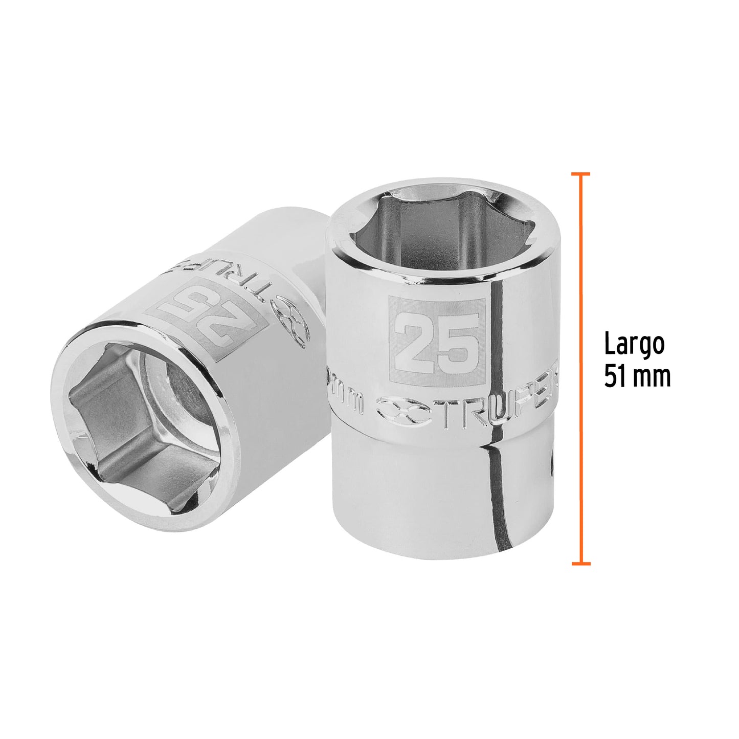 Dado 25 mm 6p cuadro 3/4pulg