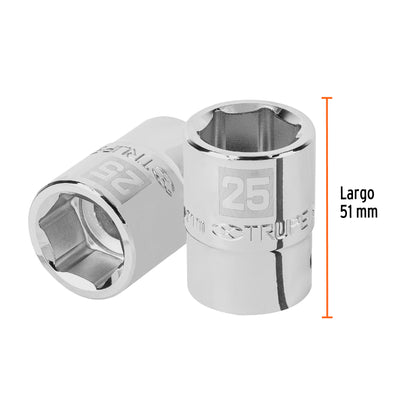 Dado 25 mm 6p cuadro 3/4pulg