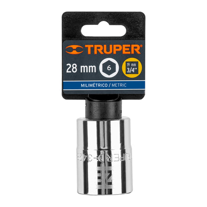 Dado 28 mm 6p cuadro 3/4pulg