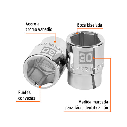 Dado 30 mm 6p cuadro 3/4pulg