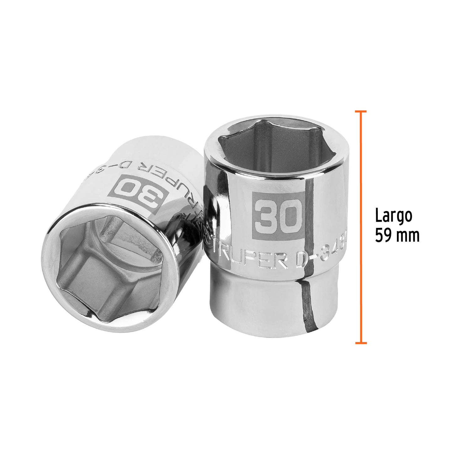 Dado 30 mm 6p cuadro 3/4pulg