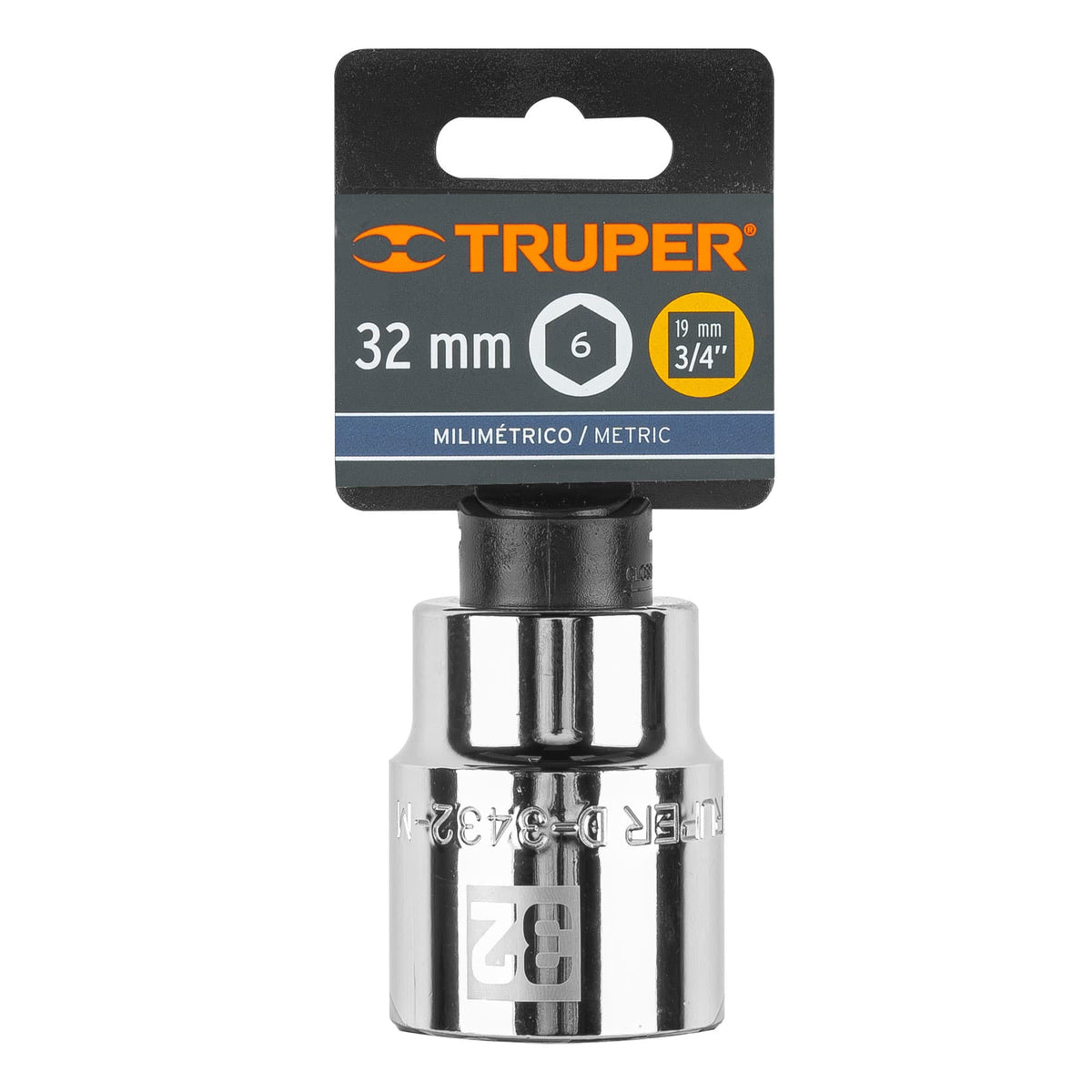 Dado 32 mm 6p cuadro 3/4pulg