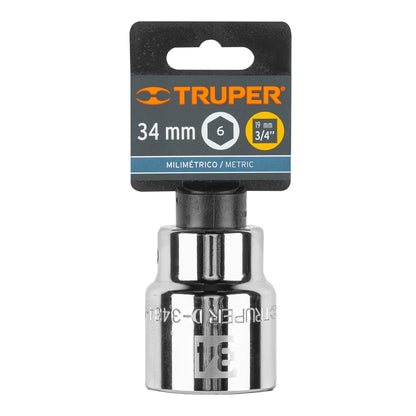Dado 34 mm 6p cuadro 3/4pulg