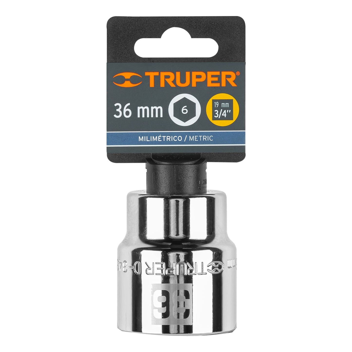 Dado 36 mm 6p cuadro 3/4pulg