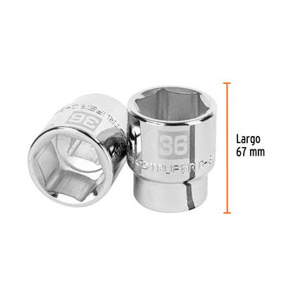 Dado 36 mm 6p cuadro 3/4pulg