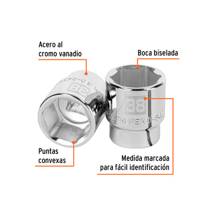 Dado 38 mm 6p cuadro 3/4pulg