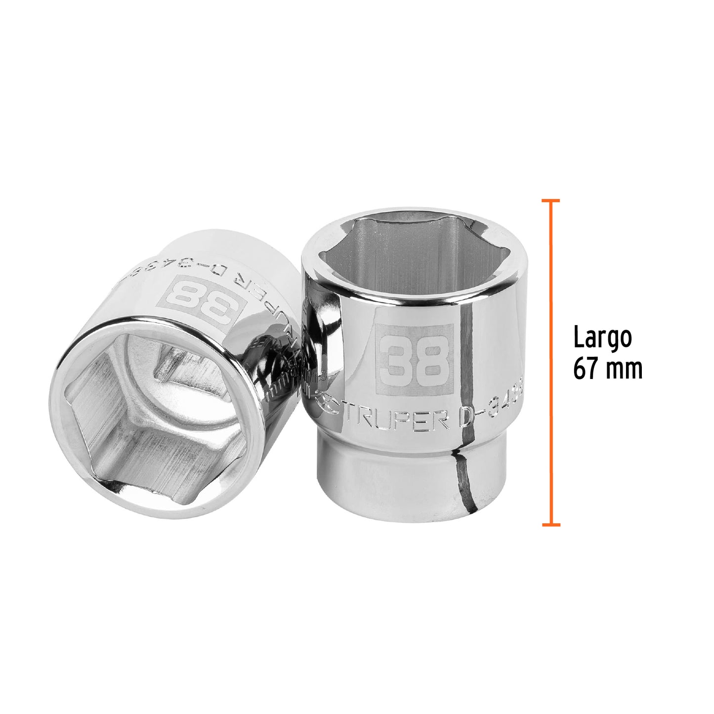 Dado 38 mm 6p cuadro 3/4pulg