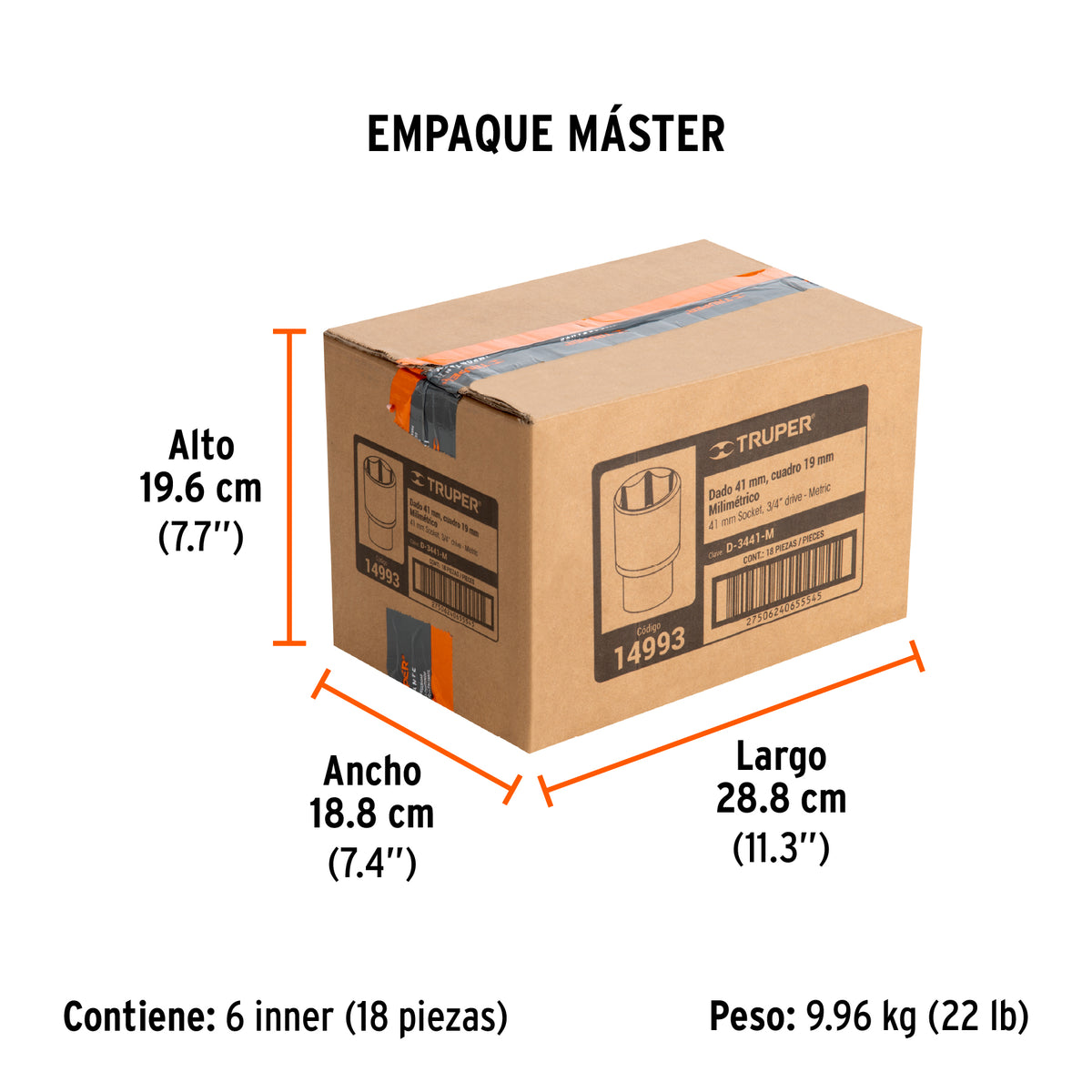 Dado de 41 mm, 6 puntas, cuadro 3/4" · vista 7