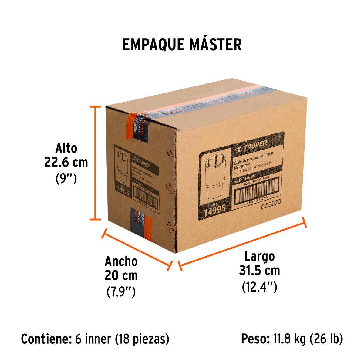 Dado de 46 mm, 6 puntas, cuadro 3/4" · vista 6
