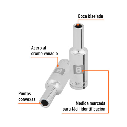 Dado largo 6 mm cuadro 3/8 pulg