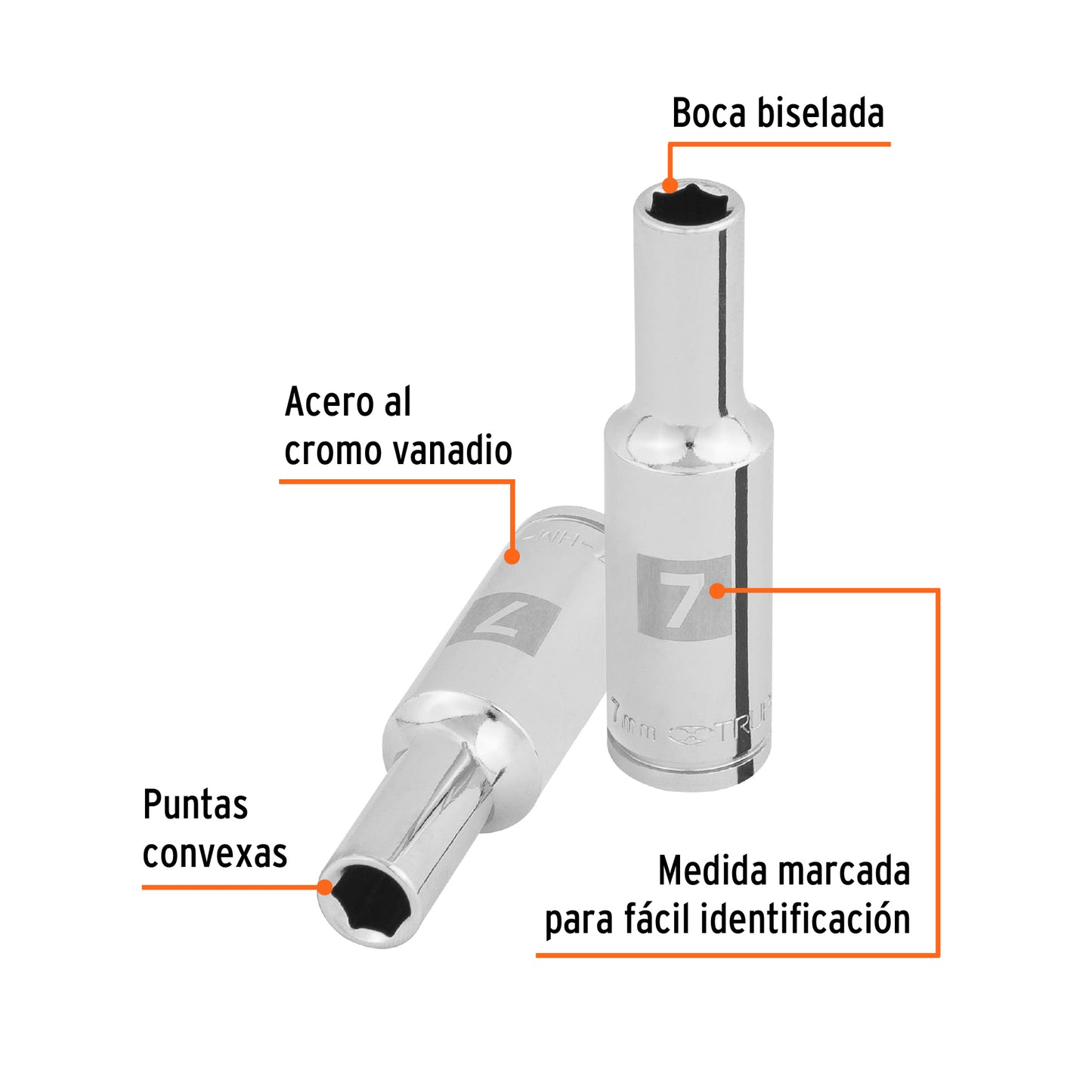Dado largo 7 mm cuadro 3/8 pulg