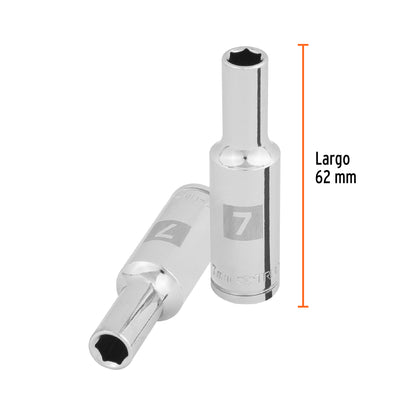 Dado largo 7 mm cuadro 3/8 pulg