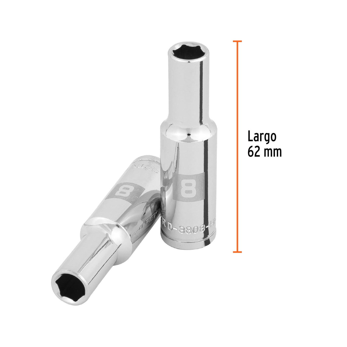 Dado largo 8 mm cuadro 3/8 pulg