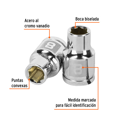 Dado 8 mm cuadro 3/8 pulg