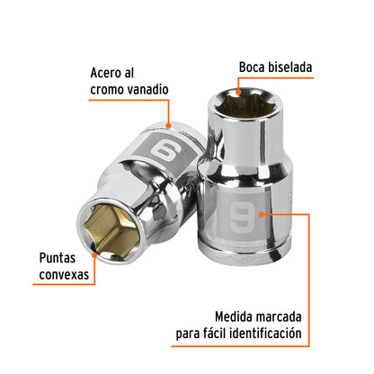 Dado 9 mm cuadro 3/8 pulg