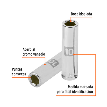 Dado largo 10 mm cuadro 3/8 pulg