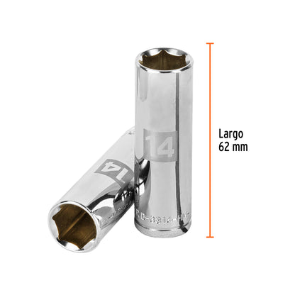 Dado largo 14 mm cuadro 3/8 pulg