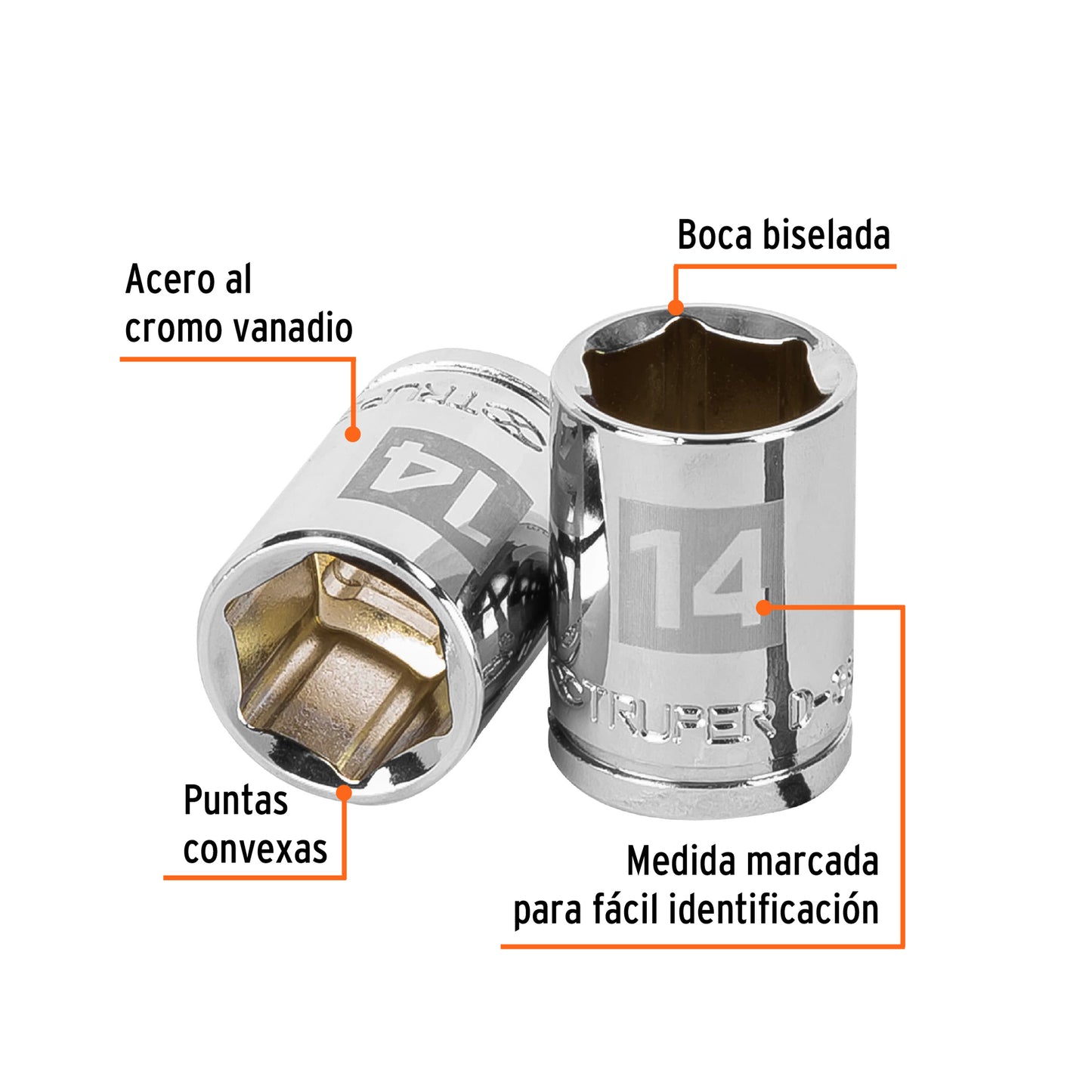 Dado 14 mm cuadro 3/8 pulg