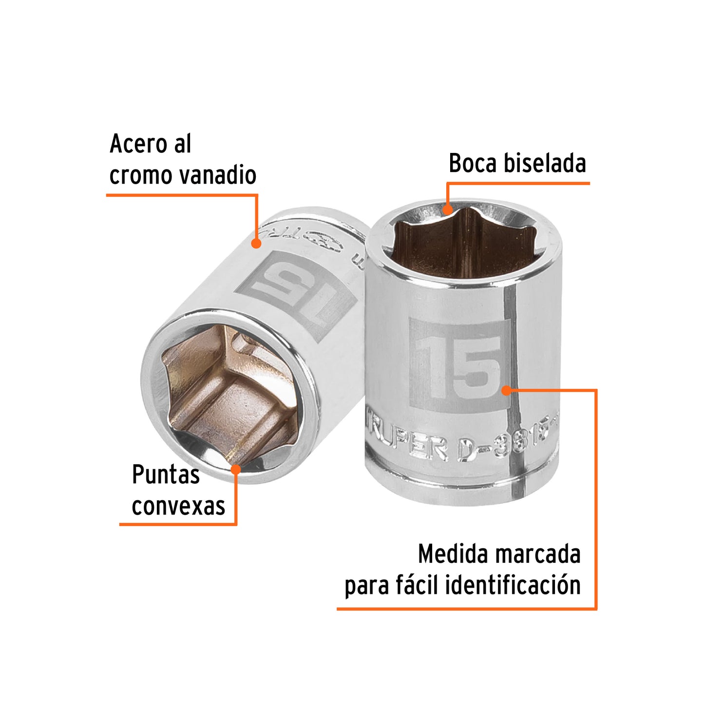 Dado 15 mm cuadro 3/8 pulg