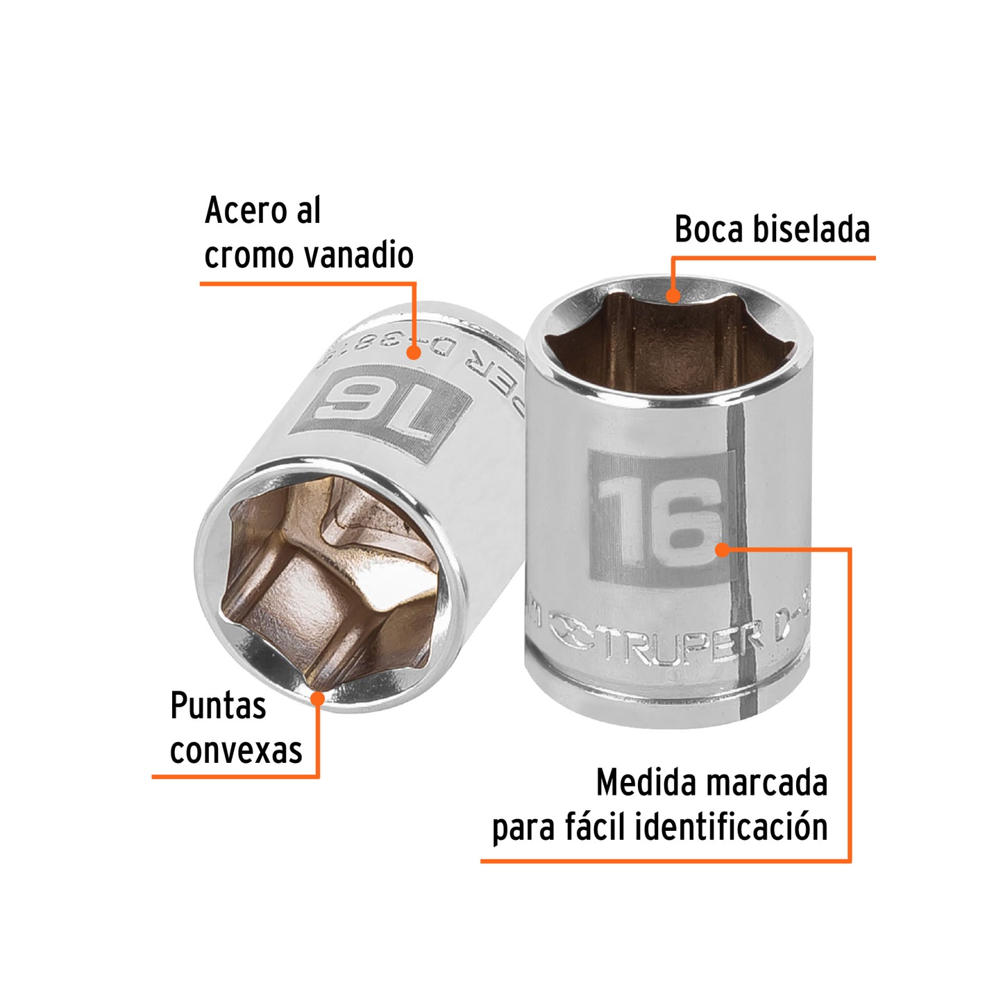 Dado 16 mm cuadro 3/8 pulg