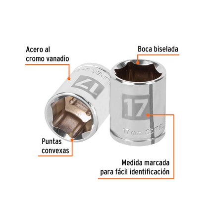 Dado 17 mm cuadro 3/8 pulg