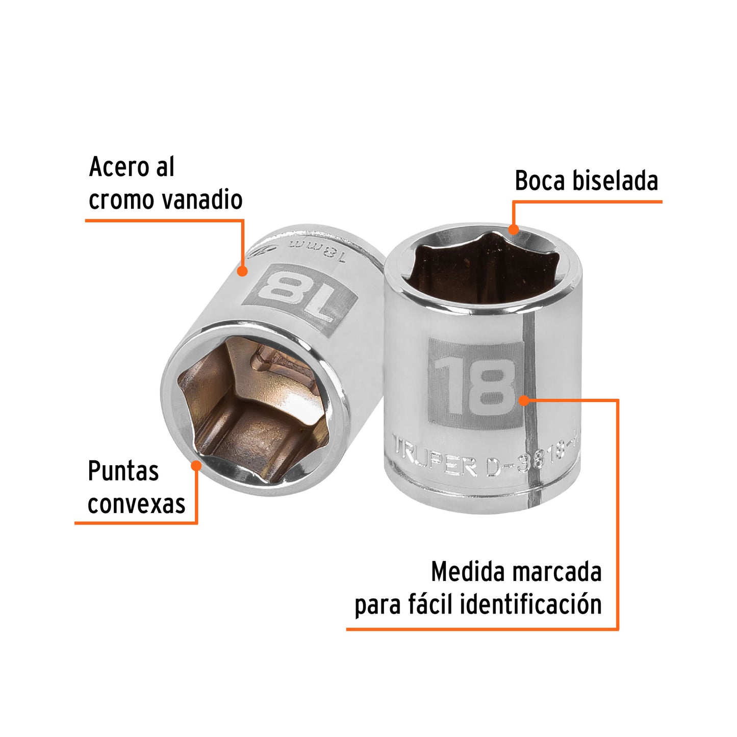 Dado 18 mm cuadro 3/8 pulg