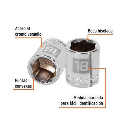 Dado 18 mm cuadro 3/8 pulg