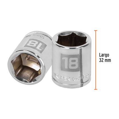 Dado 18 mm cuadro 3/8 pulg