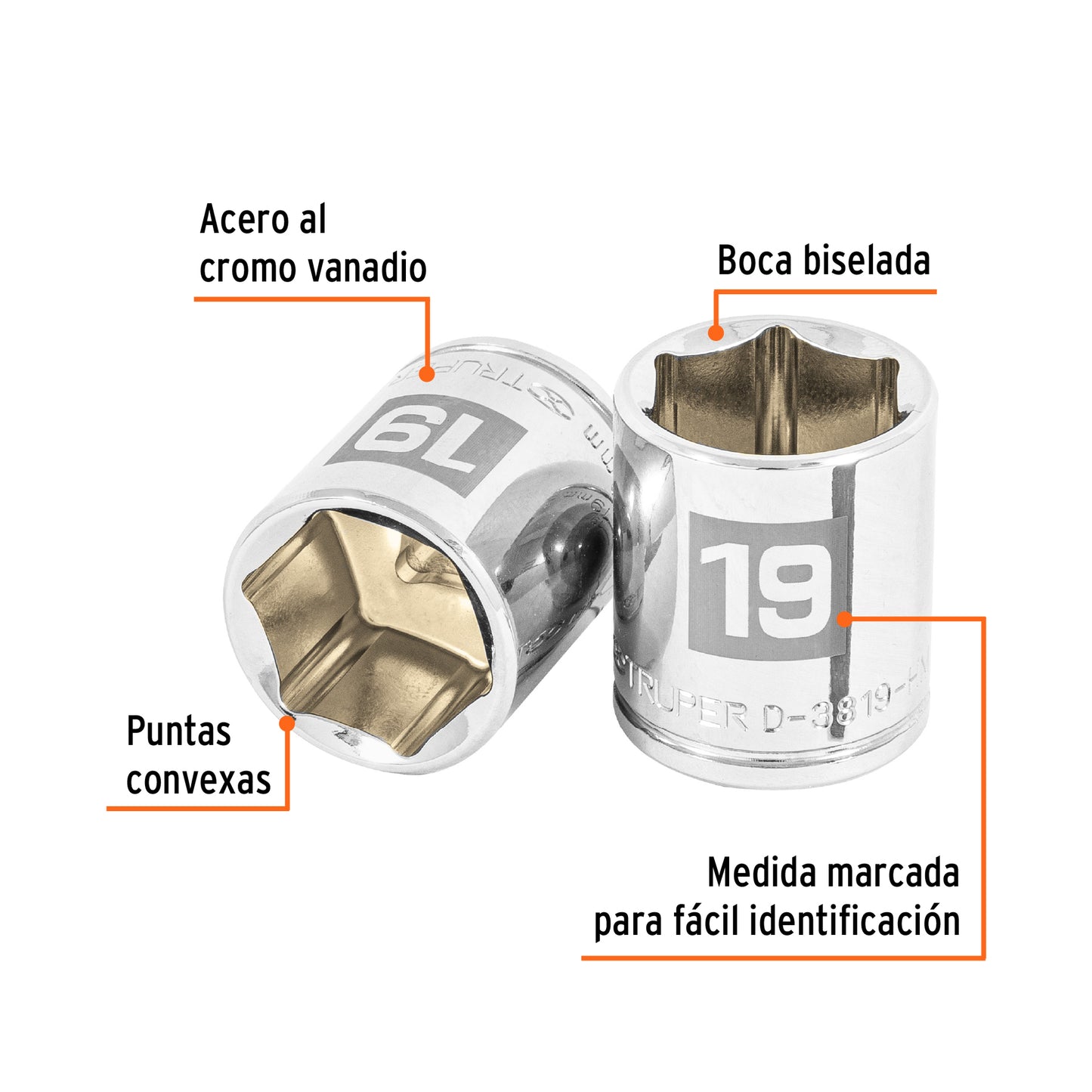 Dado 19 mm cuadro 3/8 pulg