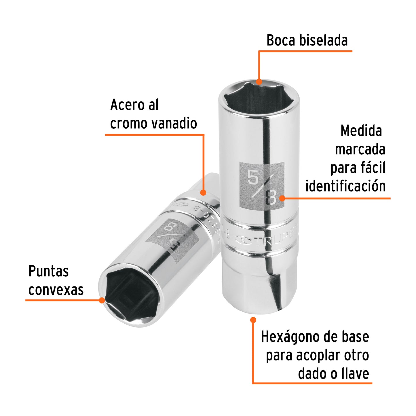 Dado bujías 5/8 pulg cuadro 3/8