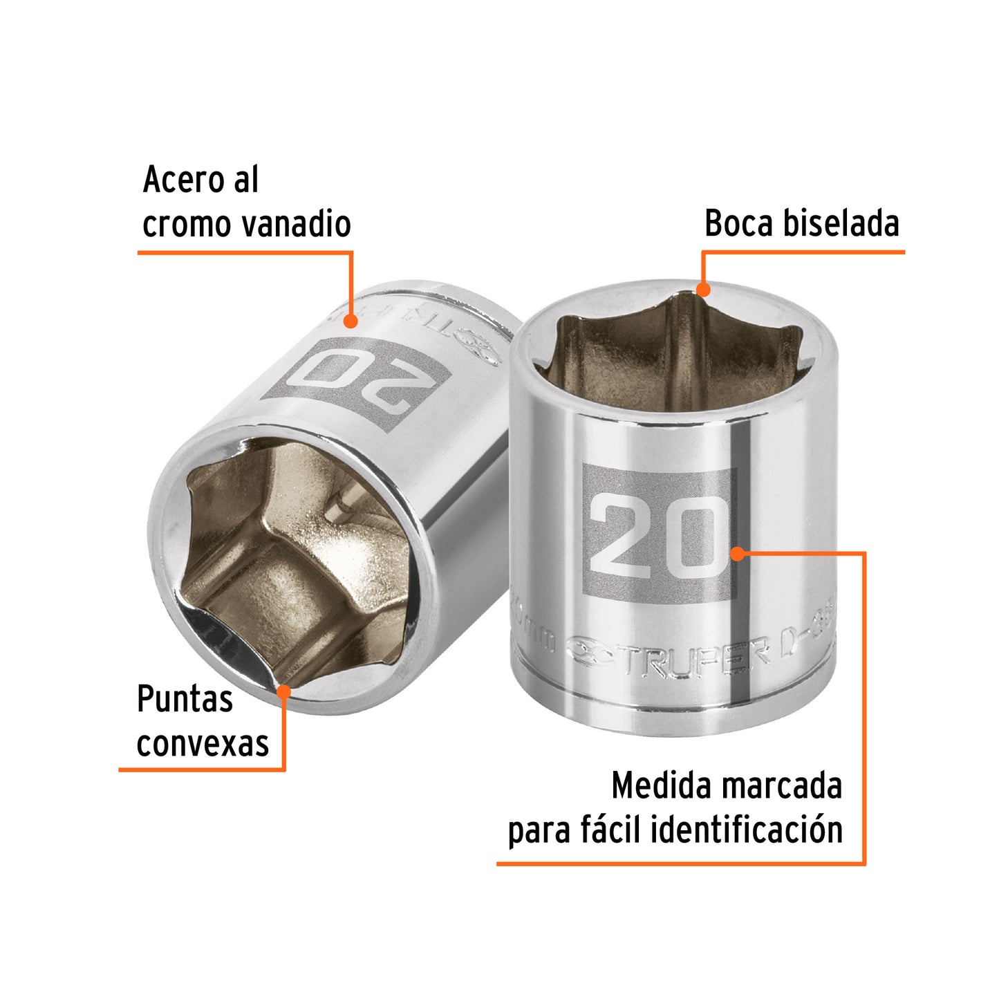 Dado 20 mm cuadro 3/8 pulg
