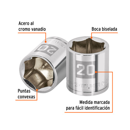 Dado 20 mm cuadro 3/8 pulg