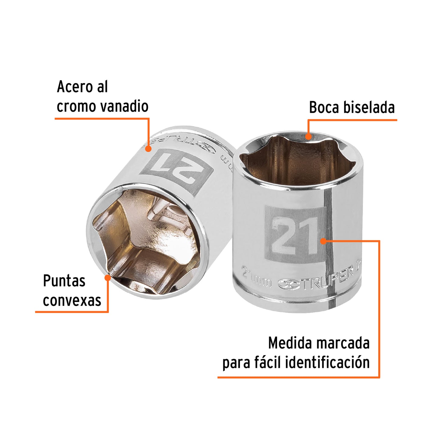 Dado 21 mm cuadro 3/8 pulg