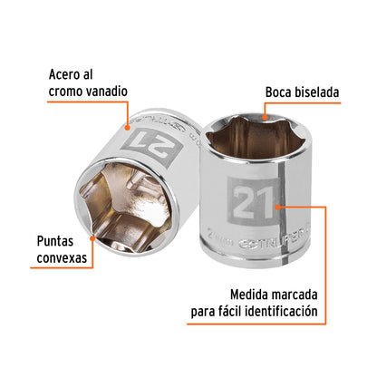 Dado 21 mm cuadro 3/8 pulg