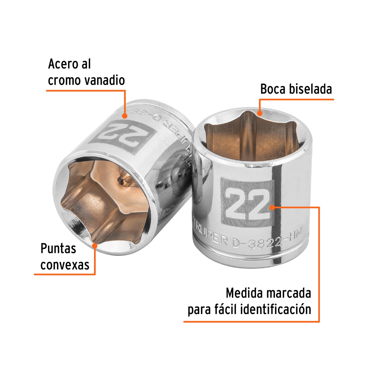 Dado 22 mm cuadro 3/8 pulg