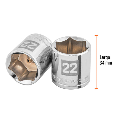Dado 22 mm cuadro 3/8 pulg