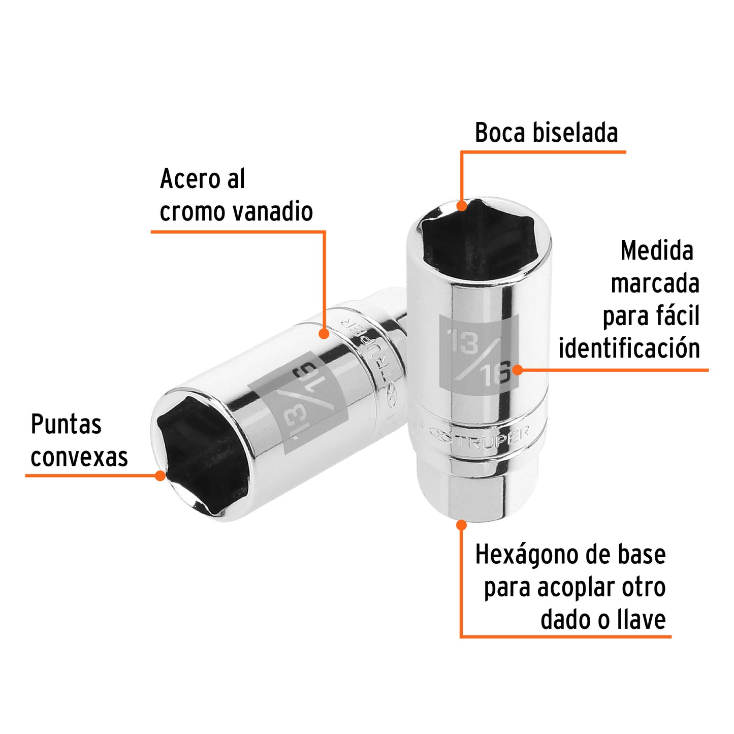 Dado bujías 13/16 pulg cuadro 3/8