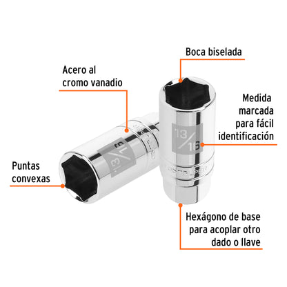 Dado bujías 13/16 pulg cuadro 3/8